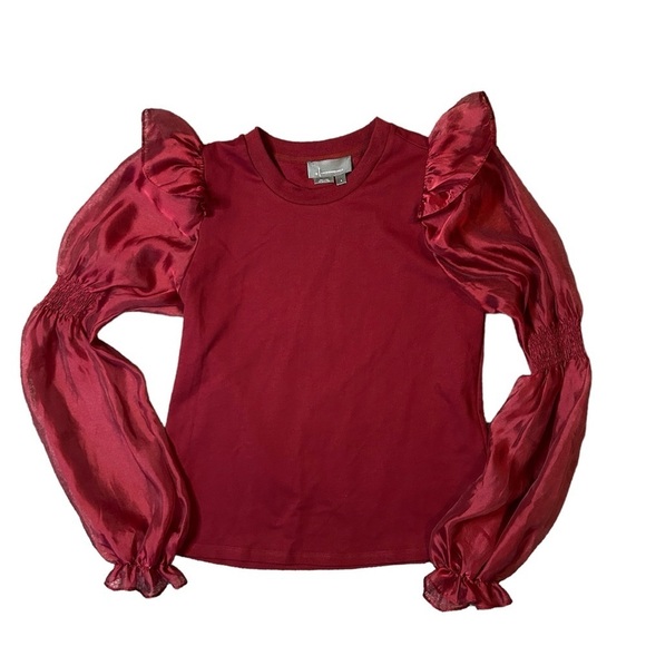 Anthropologie Tops - Anthropologie NWOT top with dramatic sheer sleeves size small